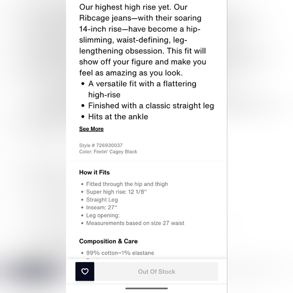 Levi's Ribcage Straight Black Jeans in Excellent Condition - Picture 2 of 10